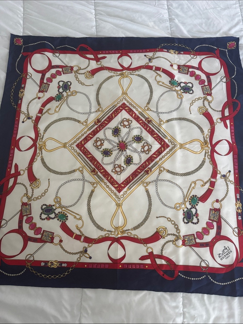 Vintage Hermes Paris 100% silk scarf
